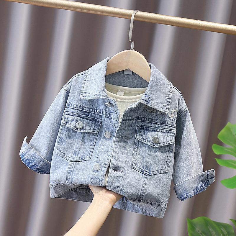 Traper jakna za djevojčice Dječji crtić Mikey Vez Denim Gornja odjeća Jesen Tople pamučne jeans jakne za djevojčice Modni kaput za malu djecu