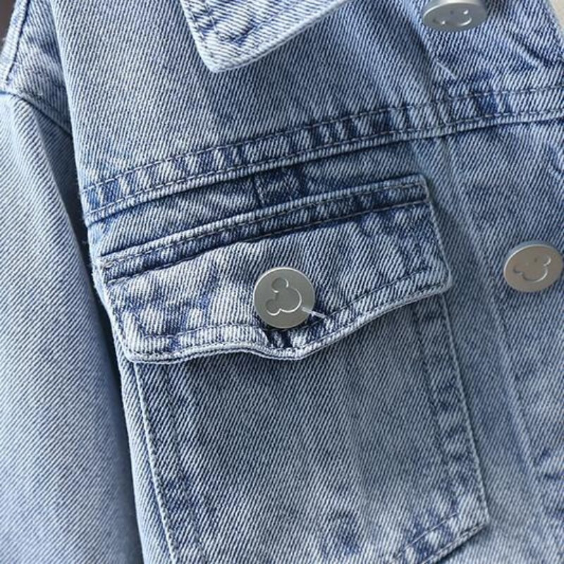 Traper jakna za djevojčice Dječji crtić Mikey Vez Denim Gornja odjeća Jesen Tople pamučne jeans jakne za djevojčice Modni kaput za malu djecu