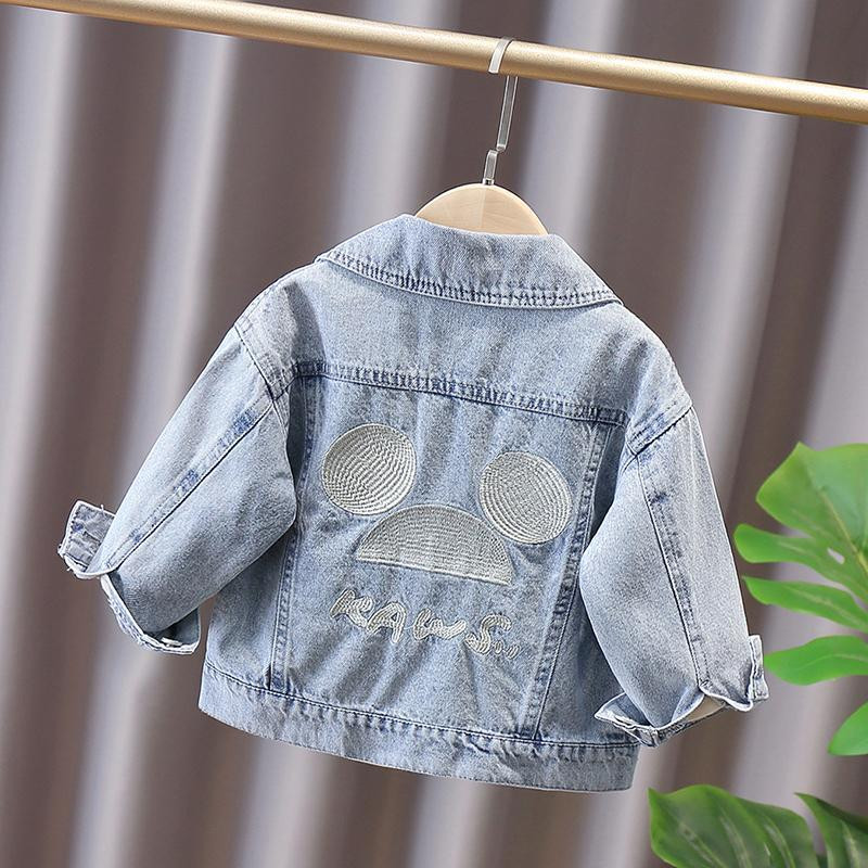 Traper jakna za djevojčice Dječji crtić Mikey Vez Denim Gornja odjeća Jesen Tople pamučne jeans jakne za djevojčice Modni kaput za malu djecu
