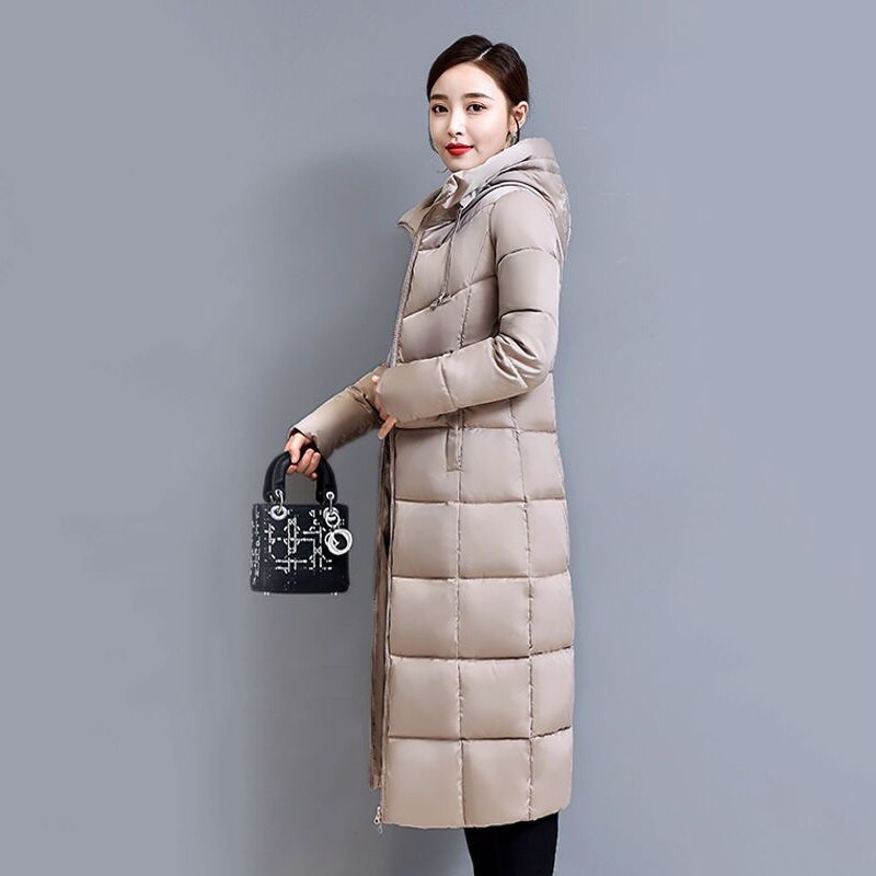 Prevelike 6XL tanke debele parke srednje dužine s kapuljačom Korejski zimski kaputi dugih rukava Elegantne tople ženske jakne s pamučnom postavom