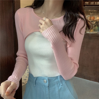 Νέο φθινοπωρινό γυναικείο πουλόβερ με λαιμόκοψη Πουλόβερ πουλόβερ με Crop Top Super Cropped πουλόβερ Γυναικεία πουκάμισα