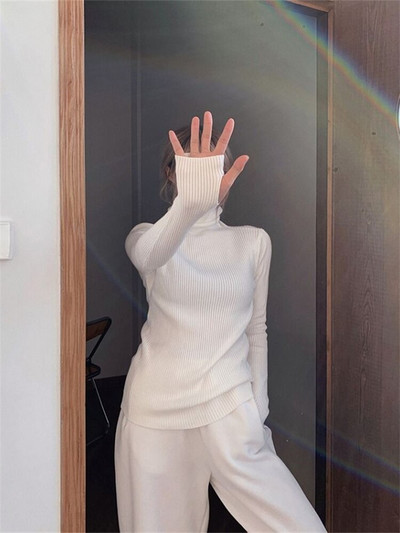 Syiwidii Γυναικεία πουλόβερ με ζιβάγκο Πουλόβερ Φθινόπωρο 2022 Μόδα μαλακό πουλόβερ με λεπτή εφαρμογή Μακρυμάνικα χειμωνιάτικα ρούχα Μπλε μαύρα μπλουζάκια