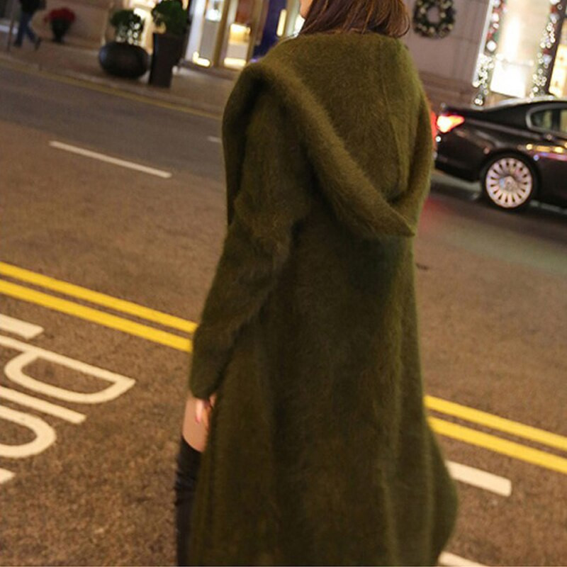 Najprodavaniji dugi džemper od prirodnog nerca i kašmira s kapuljačom Pravi topli kardigani Ženski s kapuljačom Ženski dugi kaput wsr538