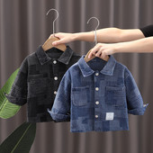 Jauni pavasara un rudens apģērbi zēniem džinsa jaka krekli bērnu apģērbi bērnu apģērbi jakas garām piedurknēm topi bērnu