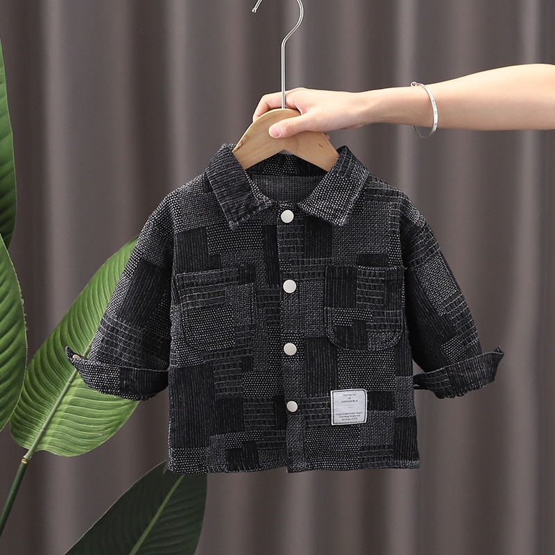 Jauni pavasara un rudens apģērbi zēniem džinsa jaka krekli bērnu apģērbi bērnu apģērbi jakas garām piedurknēm topi bērnu