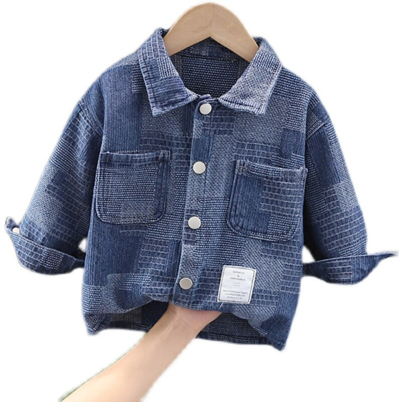 Jauni pavasara un rudens apģērbi zēniem džinsa jaka krekli bērnu apģērbi bērnu apģērbi jakas garām piedurknēm topi bērnu
