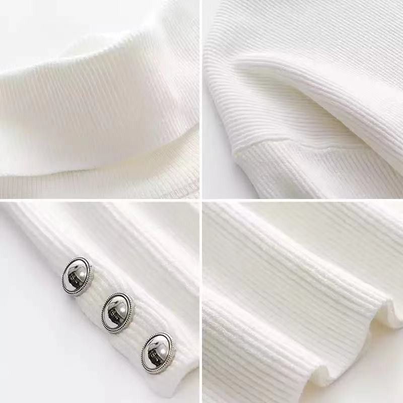 Φθινοπωρινό Πλεκτό πουλόβερ με ζιβάγκο Κορυφαίο Γυναικείο 2021 Πουλόβερ Κορεάτικου στυλ Πλεκτό Γυναικεία πουλόβερ με κουμπί Ρούχα