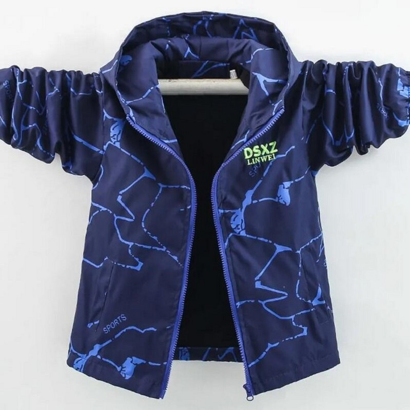 Bērnu Virsdrēbes Vēja necaurlaidīgs zēnu Flīsa Jaka Mētelis Pavasara Rudens Mode Karikatūra Jaka ar kapuci zēniem Bērnu apģērbi 4-15 g.v.