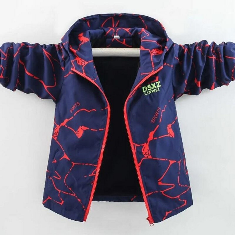 Bērnu Virsdrēbes Vēja necaurlaidīgs zēnu Flīsa Jaka Mētelis Pavasara Rudens Mode Karikatūra Jaka ar kapuci zēniem Bērnu apģērbi 4-15 g.v.