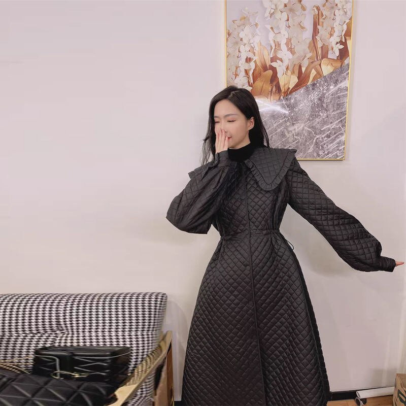 2022 női gyémánt alakú pamut béléskabát Új egyszerű vékony, vastag nyugati stílusú kabát M485