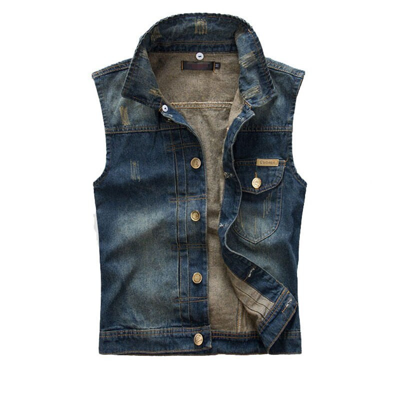 Muški traper prsluk s kapuljačom, prevelika jakna bez rukava, kaput, retro ulična odjeća, ležerna jakna, muška odjeća, gornja odjeća, jakne MF4E828