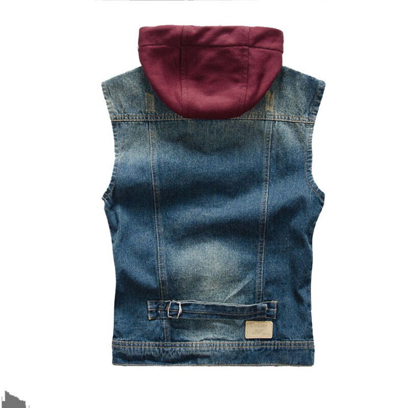 Muški traper prsluk s kapuljačom, prevelika jakna bez rukava, kaput, retro ulična odjeća, ležerna jakna, muška odjeća, gornja odjeća, jakne MF4E828