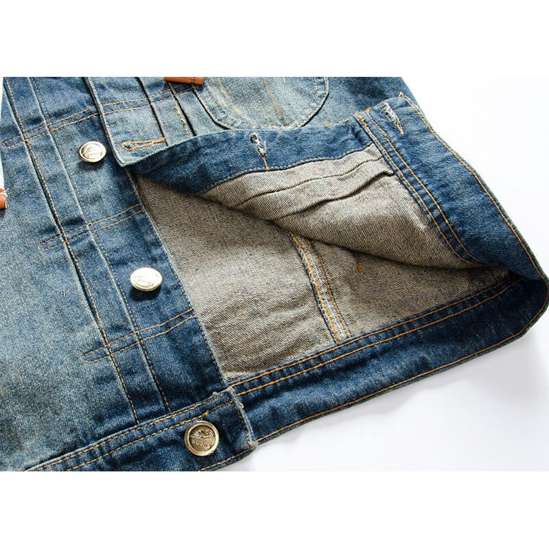 Muški traper prsluk s kapuljačom, prevelika jakna bez rukava, kaput, retro ulična odjeća, ležerna jakna, muška odjeća, gornja odjeća, jakne MF4E828