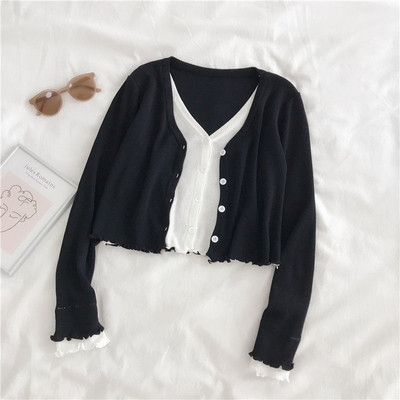 Sieviešu džemperi Jaciņa Ice Silk Trikotāžas Sieviešu rudens Slim Fit V veida kakla īss tops