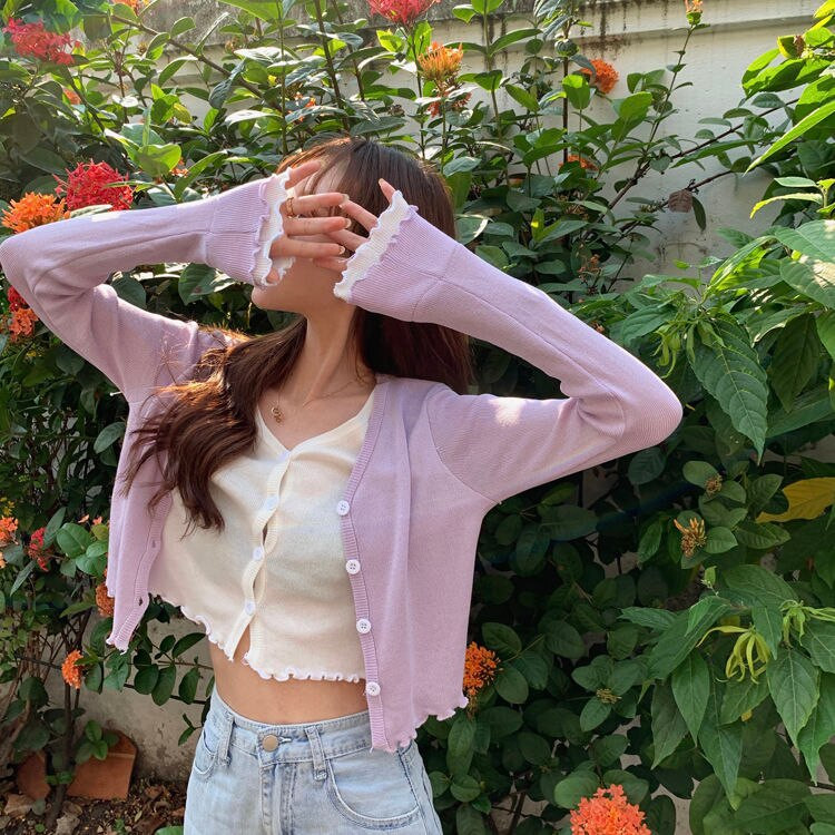 Sieviešu džemperi Jaciņa Ice Silk Trikotāžas Sieviešu rudens Slim Fit V veida kakla īss tops