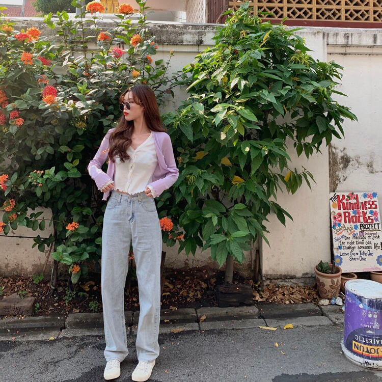 Sieviešu džemperi Jaciņa Ice Silk Trikotāžas Sieviešu rudens Slim Fit V veida kakla īss tops