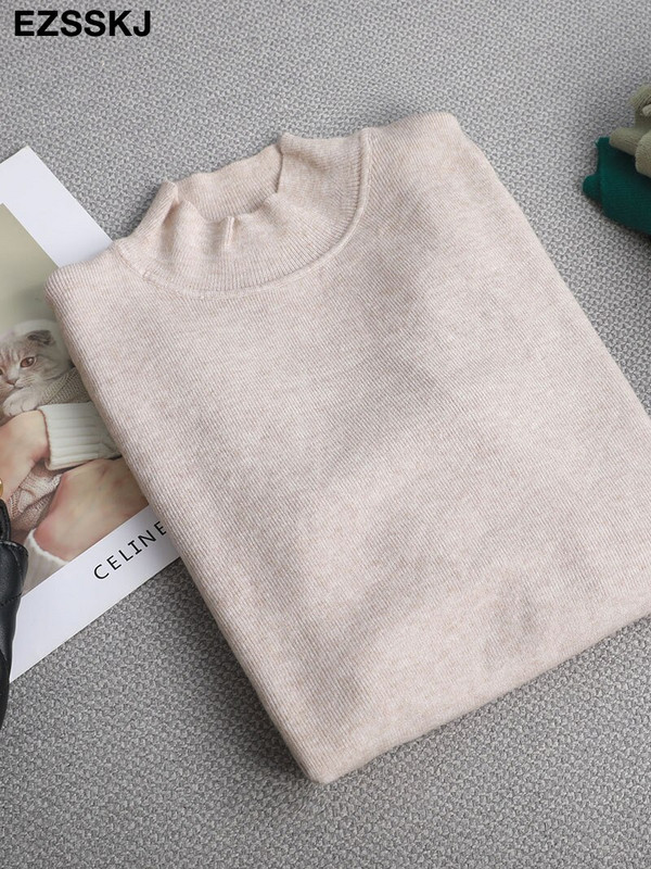 Basic Mock Neck Slim κασμίρ Πουλόβερ Γυναικείο Φθινοπωρινό χειμώνα χοντρό ζεστό πουλόβερ Για γυναίκες Γυναικείο Κομψό πουλόβερ