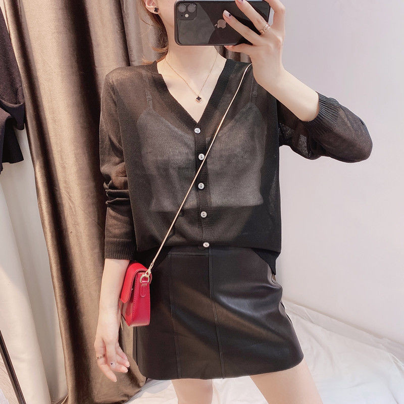 Trikotāžas jaka sieviešu vasaras plānā daļa 2021 jauns ledus zīda saules aizsargapģērbs vienkārša jaka P3 1181