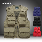 Férfi horgászkabát mellény Gyorsan száradó hálós több zsebes fényképezés túramellények kültéri száraz vékony katonai teherkabátok mellény