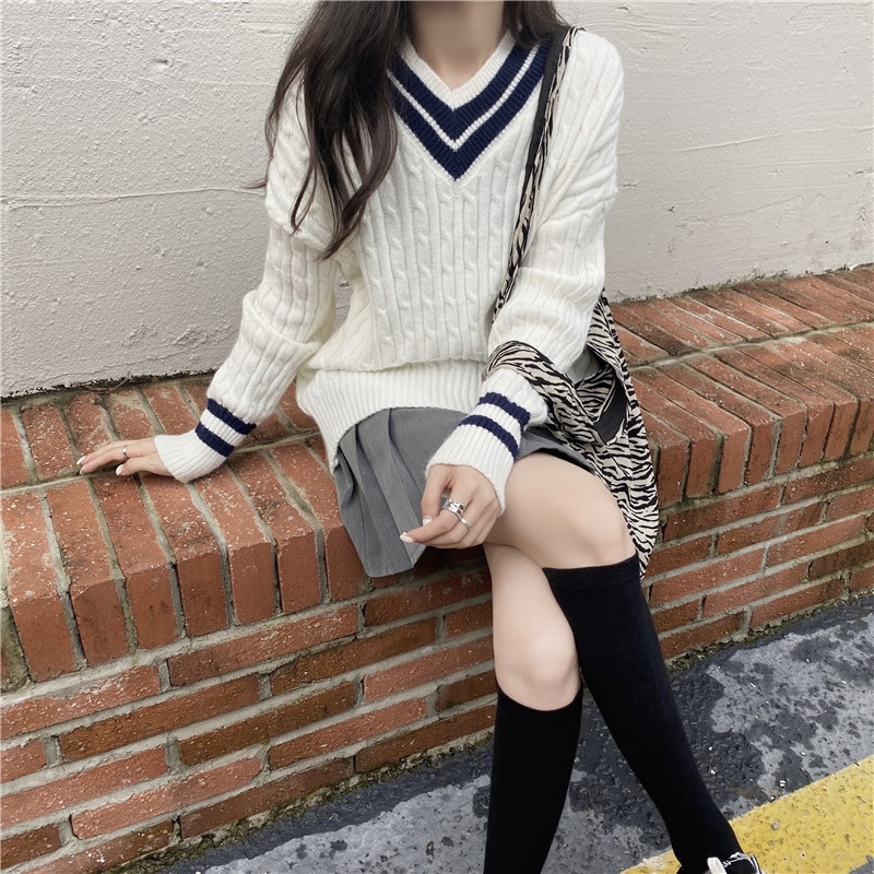 Novi 2021. Ženski Jesen Zimski Puloveri Pletena Topla Pletena Vintage Moda Preveliki Elegantni Puloveri Ženske Majice SW1535JX