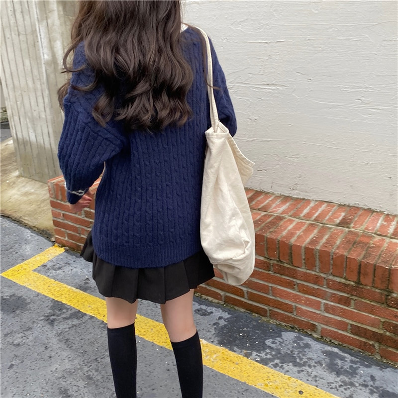 Novi 2021. Ženski Jesen Zimski Puloveri Pletena Topla Pletena Vintage Moda Preveliki Elegantni Puloveri Ženske Majice SW1535JX
