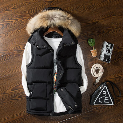 Φθινοπωρινό χειμωνιάτικο γούνινο γιακά ανδρικό γιλέκο με κουκούλα Casual Λεπτά Ζεστά Γυναικεία Αμάνικα Μπουφάν Παλτό Νεανικά Ανδρικά Γιλέκα
