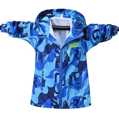 Μόδα αδιάβροχα μπουφάν για αγόρια 2021 Άνοιξη φθινόπωρο Λεπτά παιδικά εξωτερικά ενδύματα εκτύπωσης Αντιανεμικά μπουφάν με κουκούλα Παιδικά παλτά