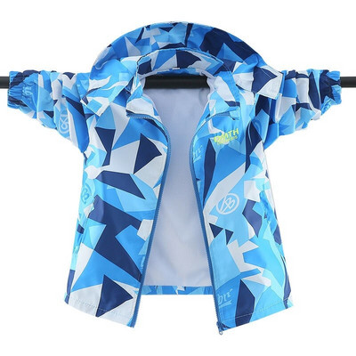 Μόδα αδιάβροχα μπουφάν για αγόρια 2021 Άνοιξη φθινόπωρο Λεπτά παιδικά εξωτερικά ενδύματα εκτύπωσης Αντιανεμικά μπουφάν με κουκούλα Παιδικά παλτά