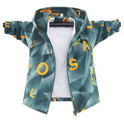 Μόδα αδιάβροχα μπουφάν για αγόρια 2021 Άνοιξη φθινόπωρο Λεπτά παιδικά εξωτερικά ενδύματα εκτύπωσης Αντιανεμικά μπουφάν με κουκούλα Παιδικά παλτά