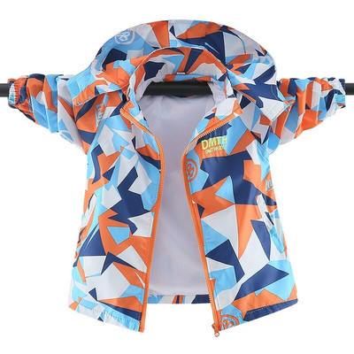 Μόδα αδιάβροχα μπουφάν για αγόρια 2021 Άνοιξη φθινόπωρο Λεπτά παιδικά εξωτερικά ενδύματα εκτύπωσης Αντιανεμικά μπουφάν με κουκούλα Παιδικά παλτά