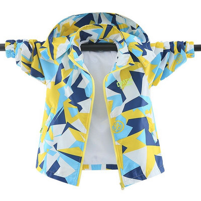 Μόδα αδιάβροχα μπουφάν για αγόρια 2021 Άνοιξη φθινόπωρο Λεπτά παιδικά εξωτερικά ενδύματα εκτύπωσης Αντιανεμικά μπουφάν με κουκούλα Παιδικά παλτά