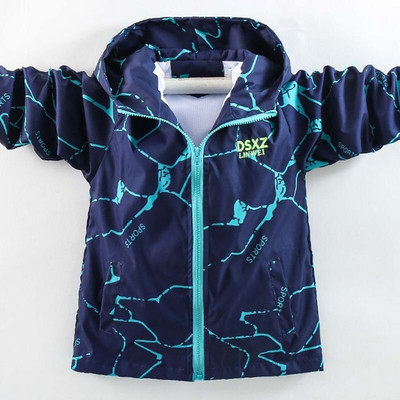 Μόδα αδιάβροχα μπουφάν για αγόρια 2021 Άνοιξη φθινόπωρο Λεπτά παιδικά εξωτερικά ενδύματα εκτύπωσης Αντιανεμικά μπουφάν με κουκούλα Παιδικά παλτά