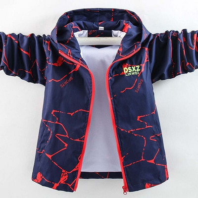 Μόδα αδιάβροχα μπουφάν για αγόρια 2021 Άνοιξη φθινόπωρο Λεπτά παιδικά εξωτερικά ενδύματα εκτύπωσης Αντιανεμικά μπουφάν με κουκούλα Παιδικά παλτά