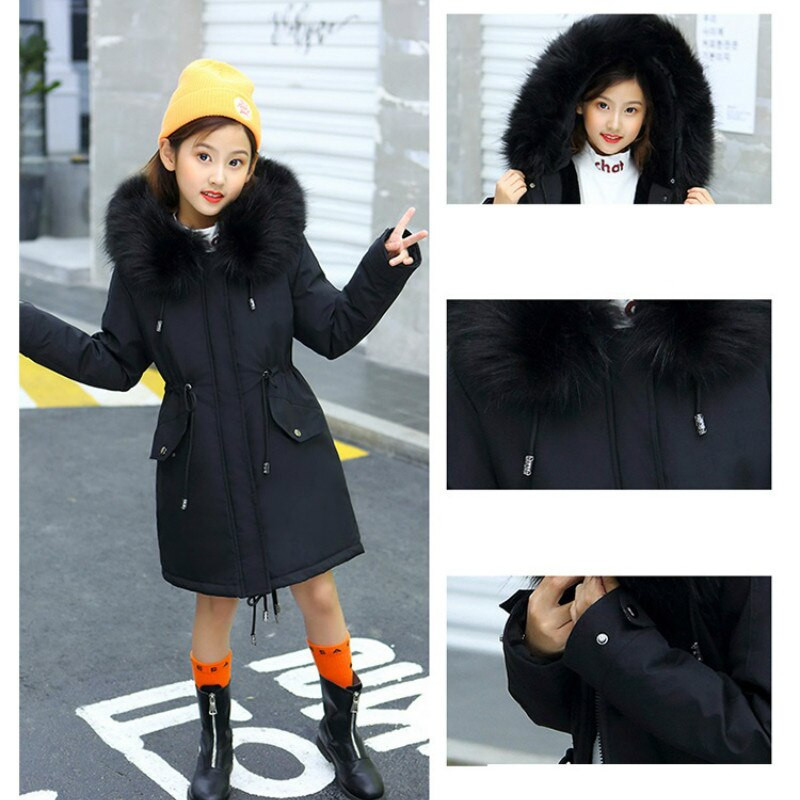 Ziemas jaka meitenēm 2022. gada krievu bērnu sniega kostīmi plus samta virsdrēbes ar kapuci, mētelis bērniem, pusaudžu meitenes, Parkas 6-13 g.