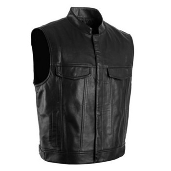 Класическа кожена жилетка за мотоциклетисти, мъжки якета без ръкави от естествена кожа, азиатски размер 3XL, мъжко ретро жилетка