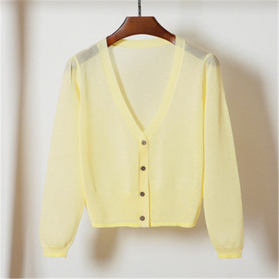 2021. Korejski modni kratki kardigan Osnovni kaput Ljeto Proljeće Ženski tanki kaputi s V izrezom Ružičasto Bijelo Crno Žuto Zeleno Plavo Z3775