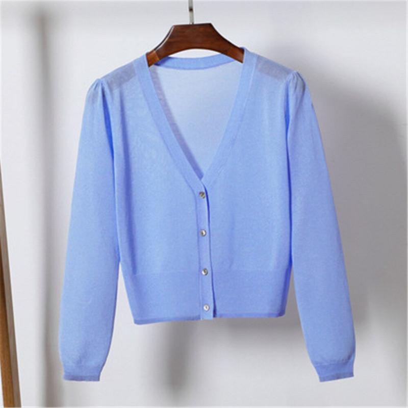 2021. Korejski modni kratki kardigan Osnovni kaput Ljeto Proljeće Ženski tanki kaputi s V izrezom Ružičasto Bijelo Crno Žuto Zeleno Plavo Z3775