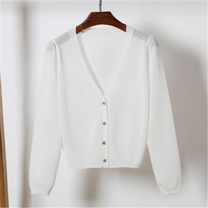 2021. Korejski modni kratki kardigan Osnovni kaput Ljeto Proljeće Ženski tanki kaputi s V izrezom Ružičasto Bijelo Crno Žuto Zeleno Plavo Z3775