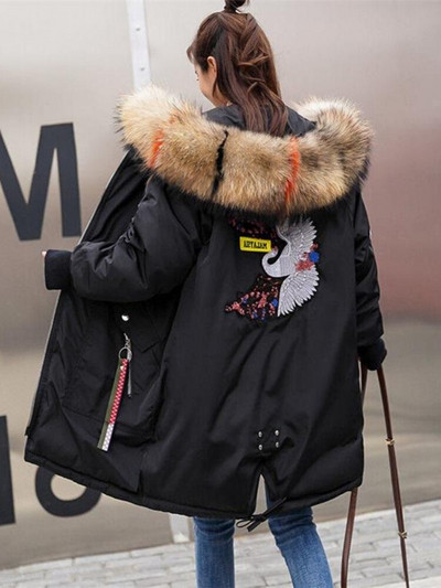 Zimske parke Ženska kožna jakna s vezom i kapuljačom Široki dugi kaput Mujer Debeli topli ležerni kaput Modna crna jakna