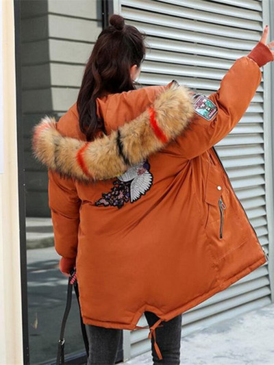 Zimske parke Ženska kožna jakna s vezom i kapuljačom Široki dugi kaput Mujer Debeli topli ležerni kaput Modna crna jakna