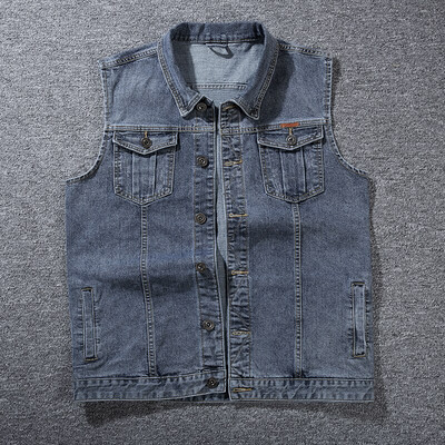 5 krāsu vintage džinsa mazgāti pelēki džinsi Vestes Vīriešu Bezpiedurknēm Kovboju Jakas Ikdienas veste Vīrieša veste Liela izmēra 8XL 7XL 6XL