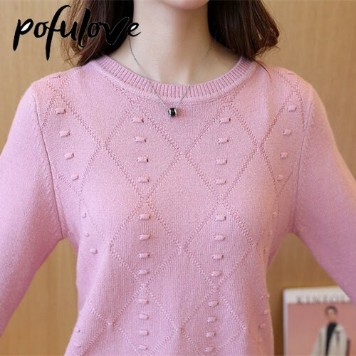 Sieviešu džemperis rudens un ziemas jauns stils sieviešu korejiešu brīvs trikotāžas džemperis vidēja garuma džemperi ar apakšu Sieviešu modes tops
