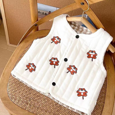 Φθινοπωρινό χειμωνιάτικο βρεφικό γιλέκο κασμίρ για κορίτσια Αμάνικο κεντητικό παλτό αγόρια αντιανεμική ζακέτα μαλλί βρεφικό γιλέκο Νεογέννητα ζεστά ρούχα