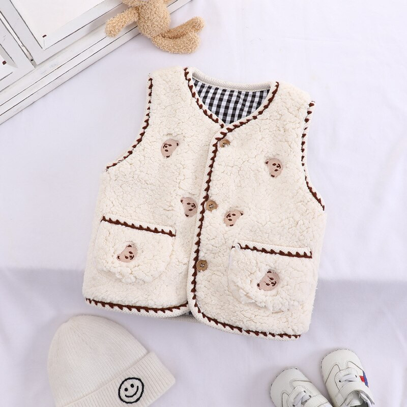 Φθινοπωρινό χειμωνιάτικο βρεφικό γιλέκο κασμίρ για κορίτσια Αμάνικο κεντητικό παλτό αγόρια αντιανεμική ζακέτα μαλλί βρεφικό γιλέκο Νεογέννητα ζεστά ρούχα