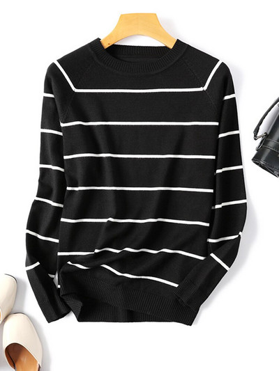 Rudens ziemas svītraini trikotāžas džemperi Džemperi ar garām piedurknēm korejiešu brīvi augstas kvalitātes džemperis, mīksts, silts džemperis, velk Femme 2022