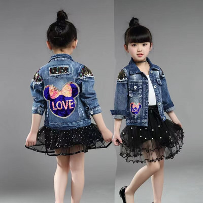 Nova traper jakna za djevojčice, kardigan, kaput, dječja traperica, šljokice, vez na leptirima, dječja odjeća za djevojčice, proljetna odjeća