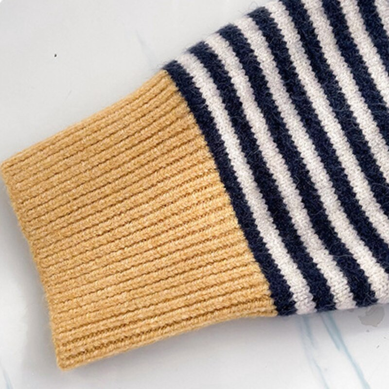 Modes sieviešu džemperis ar klasisku svītru V kakla izgriezumu trikotāžas džemperi sieviešu džemperis džemperis džemperis ar garām piedurknēm virsdrēbes