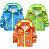 Νέο ανοιξιάτικο μπουφάν για αγόρια παλτό με κουκούλα Dinosaur Cartoon Βρεφικά ρούχα για αγόρια Πανωφόρια Παιδικά Ανεμοδαρμένα φθινοπωρινά παιδικά μπουφάν