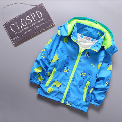 Νέο ανοιξιάτικο μπουφάν για αγόρια παλτό με κουκούλα Dinosaur Cartoon Βρεφικά ρούχα για αγόρια Πανωφόρια Παιδικά Ανεμοδαρμένα φθινοπωρινά παιδικά μπουφάν