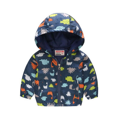 Νέο ανοιξιάτικο μπουφάν για αγόρια παλτό με κουκούλα Dinosaur Cartoon Βρεφικά ρούχα για αγόρια Πανωφόρια Παιδικά Ανεμοδαρμένα φθινοπωρινά παιδικά μπουφάν